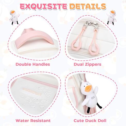 حقيبة ظهر للفتيات للمدرسة حقيبة كتب عصرية للأطفال والمراهقين مقاس 15.6 بوصة حقيبة كمبيوتر محمول للعمل والسفر باللون الأرجواني (مع دمية بطة) in Kuwait