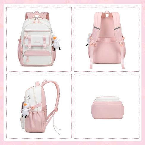 حقيبة ظهر للفتيات للمدرسة حقيبة كتب عصرية للأطفال والمراهقين مقاس 15.6 بوصة حقيبة كمبيوتر محمول للعمل والسفر باللون الأرجواني (مع دمية بطة) in Kuwait