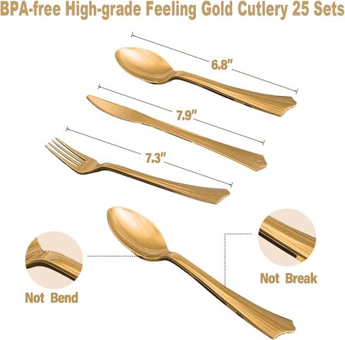 175PCS Black and Gold Party Decorations, 25 Guests 2024 Graduation decorations Party Prom Decorations Gold Plastic Forks Knives Spoons Party Paper Plates Napkins Cups for Party Birthday New Year in Kuwait