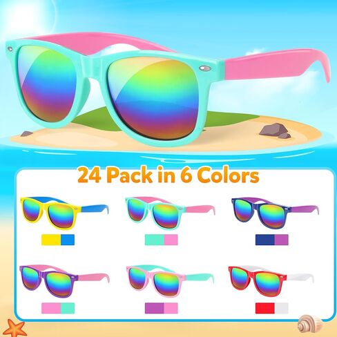 Mocoosy Foldable Kids Sunglasses Bulk,18 Pack Neon Sunglasses with UV400 Protection, Summer Pool Party Favor Beach Luau Graduation Party Supplies Birthday Goodie Bag Stuffers for Boys Girls Age 4-8-12 in Saudi Arabia