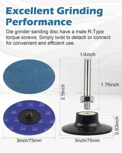 3" 80 Grit Die Grinder Sanding Disc, 30 Pack Abrasive Wheels & Discs Aluminum Oxide Coated Cut Grinding Disc Set, for Surface Preparation/Conditioning. in Saudi Arabia