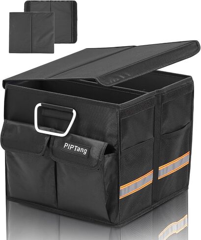 Trunk Storage Organizer with Lid, 35cm Small 36L Collapsible Car Trunk Organizer,Small Car Organizer Aluminium Handle, Car Accessories for Sedan Auto SUV Truck Minivan Road Emergency Black in Saudi Arabia