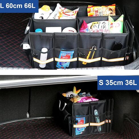 Trunk Storage Organizer with Lid, 35cm Small 36L Collapsible Car Trunk Organizer,Small Car Organizer Aluminium Handle, Car Accessories for Sedan Auto SUV Truck Minivan Road Emergency Black in Saudi Arabia
