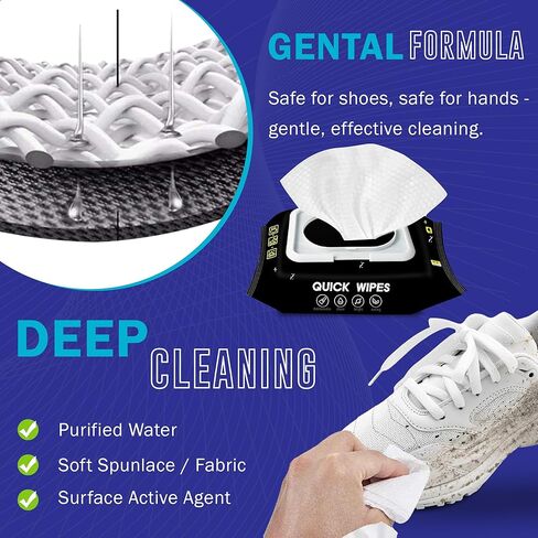 2 حزمة من 60 قطعة من مناديل الأحذية المنظفة للأحذية الرياضية، مناديل سريعة للاستعمال مرة واحدة للسفر، محمولة، تزيل الأوساخ والبقع بشكل فعال in Kuwait