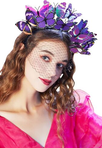 Coucoland Butterfly Fascinators Headband Veil Headband Fascinator Butterfly Headpiece for Derby Tea Party Halloween in Saudi Arabia