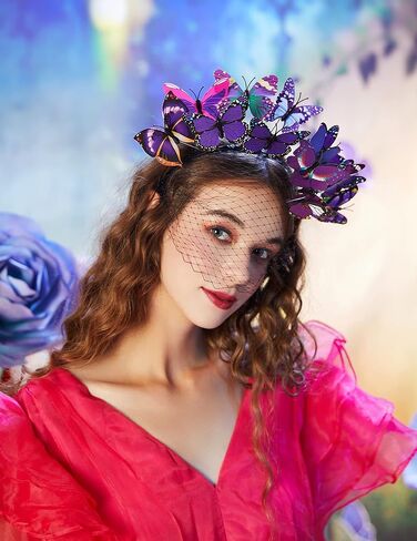 Coucoland Butterfly Fascinators Headband Veil Headband Fascinator Butterfly Headpiece for Derby Tea Party Halloween in Saudi Arabia