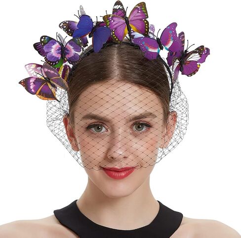 Coucoland Butterfly Fascinators Headband Veil Headband Fascinator Butterfly Headpiece for Derby Tea Party Halloween in Saudi Arabia