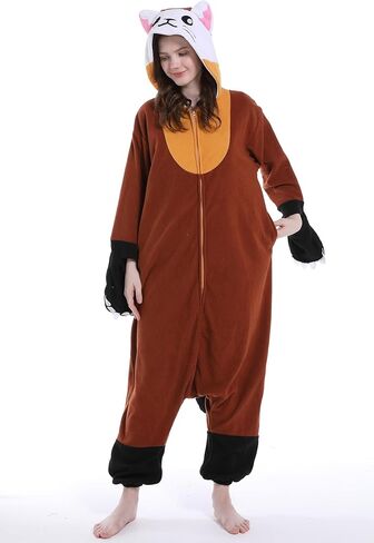 ملابس نوم من DELEY للجنسين على شكل حيوانات المنك والقطط، أزياء الهالوين للبالغين، بيجامات تنكرية للحيوانات، ملابس نوم دافئة، ملابس منزلية in Kuwait