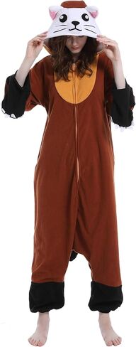 ملابس نوم من DELEY للجنسين على شكل حيوانات المنك والقطط، أزياء الهالوين للبالغين، بيجامات تنكرية للحيوانات، ملابس نوم دافئة، ملابس منزلية in Kuwait