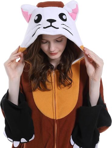 ملابس نوم من DELEY للجنسين على شكل حيوانات المنك والقطط، أزياء الهالوين للبالغين، بيجامات تنكرية للحيوانات، ملابس نوم دافئة، ملابس منزلية in Kuwait