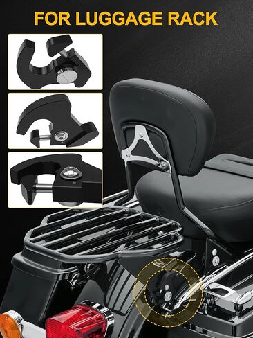 مشابك مزلاج رف الأمتعة من AILMOTO، أجهزة Sissy Bar سريعة الفك متوافقة مع Harley Davidson 1986-2024 Sportster Road King Street Glide Softail مشبك مزلاج دوار قابل للفصل باللون الأسود in Kuwait