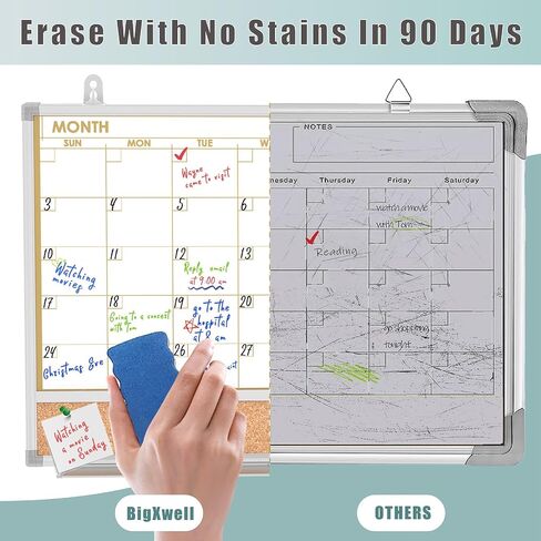 Whiteboard Calendar for Wall, 17 x 13 Inch Monthly Dry Erase board, Double-Sided Small Magnetic White Board Set with 10-Count Markers in Saudi Arabia