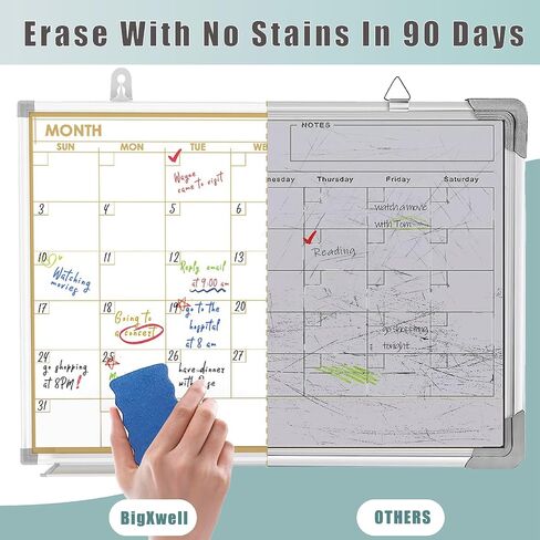 Whiteboard Calendar for Wall, 17 x 13 Inch Monthly Dry Erase board, Double-Sided Small Magnetic White Board Set with 10-Count Markers in Saudi Arabia