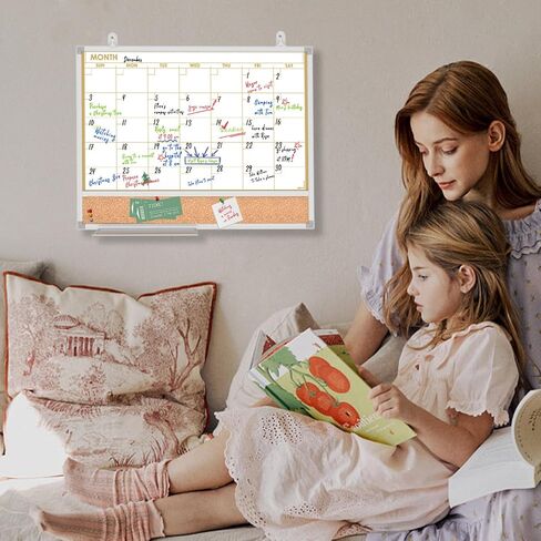 Whiteboard Calendar for Wall, 17 x 13 Inch Monthly Dry Erase board, Double-Sided Small Magnetic White Board Set with 10-Count Markers in Saudi Arabia