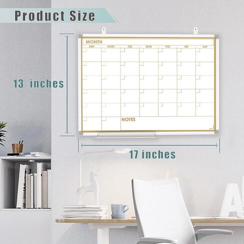 Whiteboard Calendar for Wall, 17 x 13 Inch Monthly Dry Erase board, Double-Sided Small Magnetic White Board Set with 10-Count Markers in Saudi Arabia