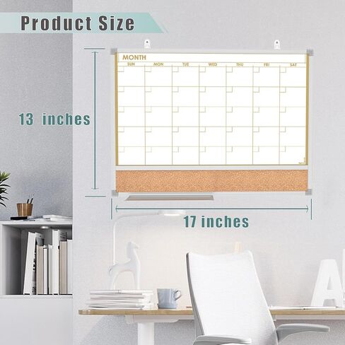 Whiteboard Calendar for Wall, 17 x 13 Inch Monthly Dry Erase board, Double-Sided Small Magnetic White Board Set with 10-Count Markers in Saudi Arabia