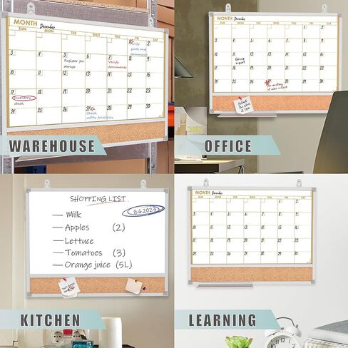 Whiteboard Calendar for Wall, 17 x 13 Inch Monthly Dry Erase board, Double-Sided Small Magnetic White Board Set with 10-Count Markers in Saudi Arabia