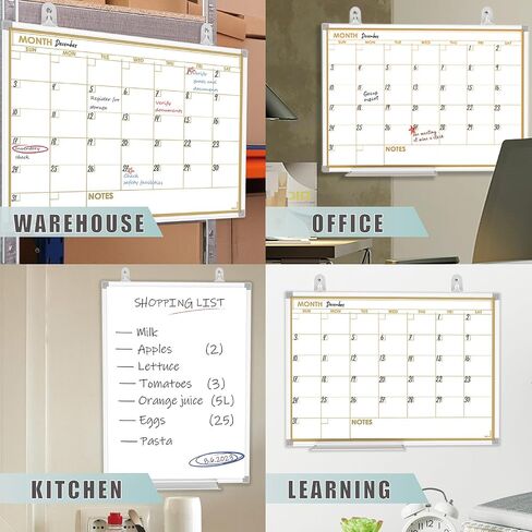 Whiteboard Calendar for Wall, 17 x 13 Inch Monthly Dry Erase board, Double-Sided Small Magnetic White Board Set with 10-Count Markers in Saudi Arabia