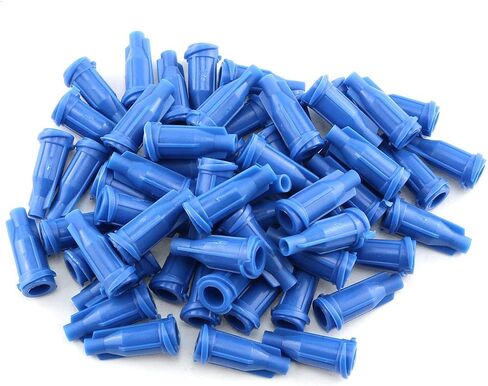 E-outstanding 200-Pack 17mm غطاء أطراف إبرة التوزيع الصناعي مع قفل Luer لتخزين الغراء والمواد اللاصقة، أزرق in Saudi Arabia