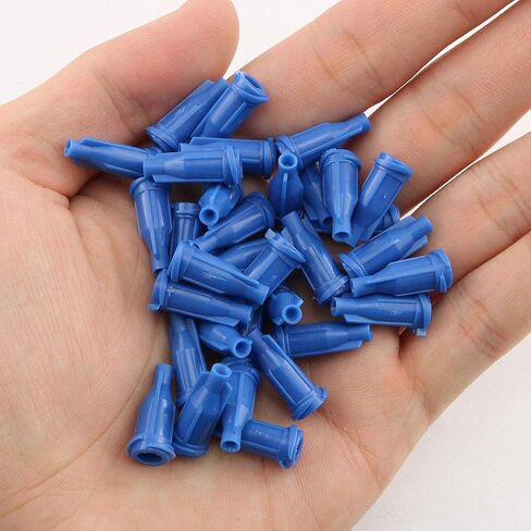 E-outstanding 200-Pack 17mm غطاء أطراف إبرة التوزيع الصناعي مع قفل Luer لتخزين الغراء والمواد اللاصقة، أزرق in Saudi Arabia