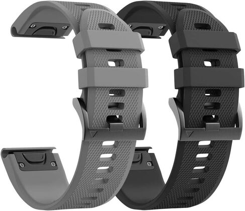 ANCOOL لـ Fenix ​​7X Watch Band / Fenix ​​6X Pro Watch Band / Fenix ​​5X Band 26mm Watch Bands متوافق مع Fenix ​​6X / Fenix ​​7X Pro / Fenix ​​3 (أسود، رمادي) in Kuwait