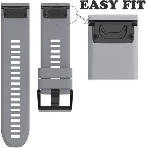 ANCOOL لـ Fenix ​​7X Watch Band / Fenix ​​6X Pro Watch Band / Fenix ​​5X Band 26mm Watch Bands متوافق مع Fenix ​​6X / Fenix ​​7X Pro / Fenix ​​3 (أسود، رمادي) in Kuwait