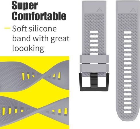 ANCOOL لـ Fenix ​​7X Watch Band / Fenix ​​6X Pro Watch Band / Fenix ​​5X Band 26mm Watch Bands متوافق مع Fenix ​​6X / Fenix ​​7X Pro / Fenix ​​3 (أسود، رمادي) in Kuwait