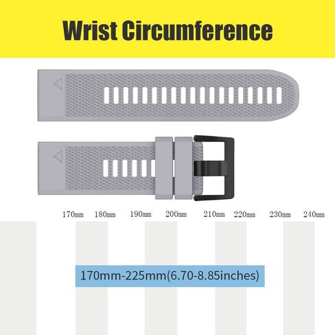 ANCOOL لـ Fenix ​​7X Watch Band / Fenix ​​6X Pro Watch Band / Fenix ​​5X Band 26mm Watch Bands متوافق مع Fenix ​​6X / Fenix ​​7X Pro / Fenix ​​3 (أسود، رمادي) in Kuwait