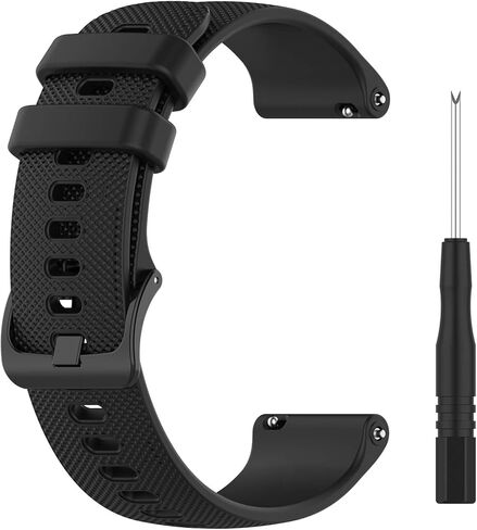 سوار معصم بديل لـ Garmin Forerunner 745 - حزام ساعة معصم بديل من السيليكون مع QucikFit لـ Garmin Forerunner 745 (سيليكون أسود) in Saudi Arabia