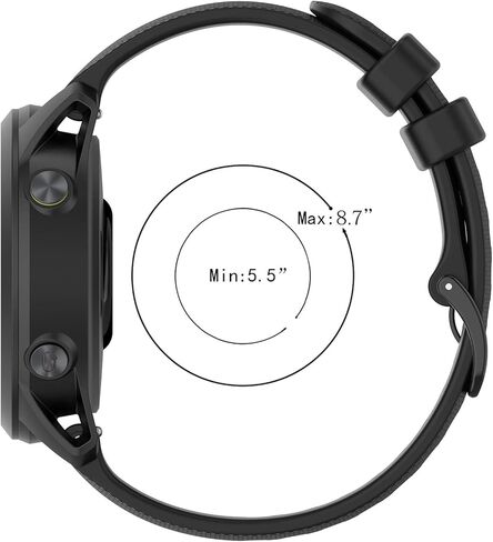 سوار معصم بديل لـ Garmin Forerunner 745 - حزام ساعة معصم بديل من السيليكون مع QucikFit لـ Garmin Forerunner 745 (سيليكون أسود) in Saudi Arabia