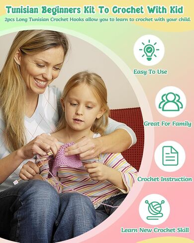 Coopay 29PCS Tunisian Crochet Kit for Beginners, Easy Hair Bands Crochet Set with Yarn and Instructions, Tunisian Crochet Start Kit for Adults/Teens, Ideal Crochet Start Set (Rainbow Colors) in Saudi Arabia