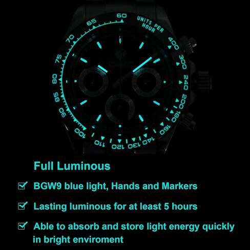 watchdives Quartz Chronograph Watches, WD16500 Men Wristwatch Japan VK63 Movement 39mm Sapphire Crystal Wristwatch 100M Waterproof Sport Watch in Saudi Arabia