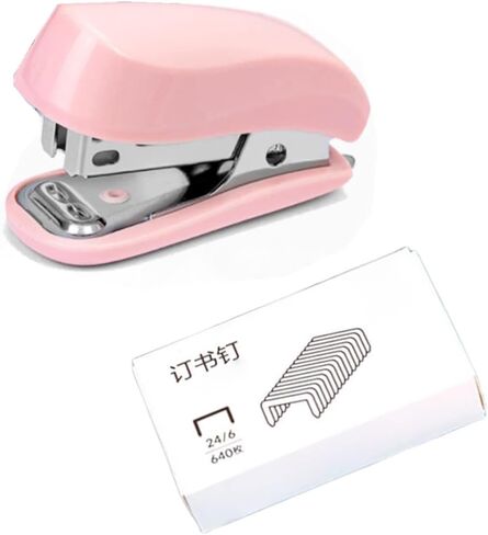 Pink Mini Stapler Hand Stapler with Staple Remover and 1 Box Staples,Cute Stationery for Students and Office Use Desk Staplers in Saudi Arabia
