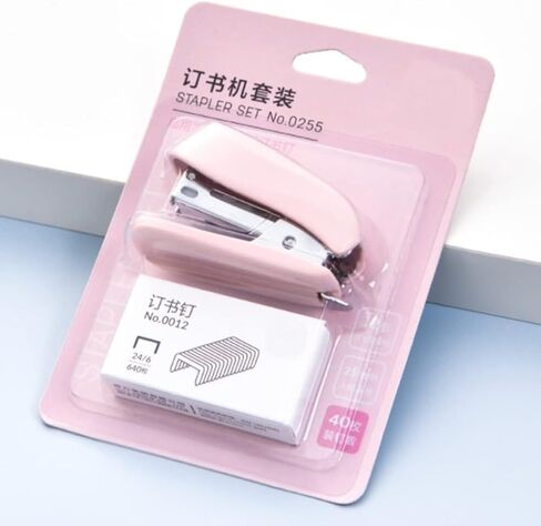 Pink Mini Stapler Hand Stapler with Staple Remover and 1 Box Staples,Cute Stationery for Students and Office Use Desk Staplers in Saudi Arabia
