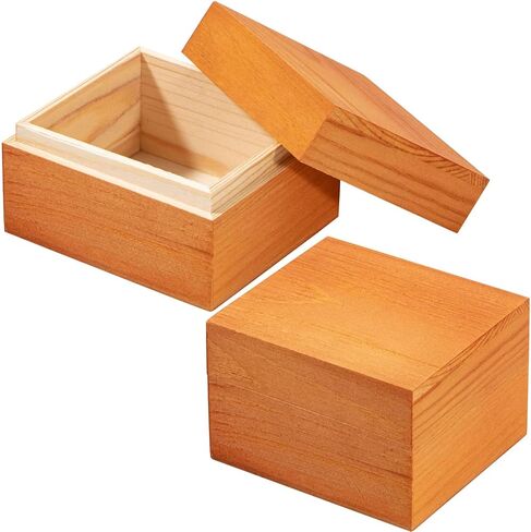 Vintage Small Wooden Box with Lid, 2 Pcs 3.74''x3.35''x2.36'' Keepsake Box, Rustic Wood Boxes for Crafts Art Hobbies and Home Decorations- Reddish in Saudi Arabia