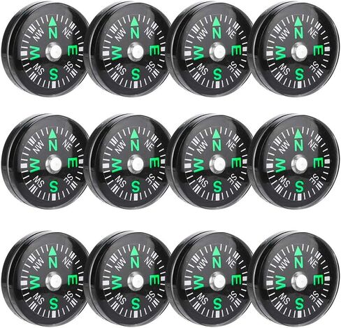 Mini Pocket Compass 20mm 12pcs Mini Pocket Compass Survival Button Compass for Hiking Camping Outdoor Activities Accessory in Saudi Arabia