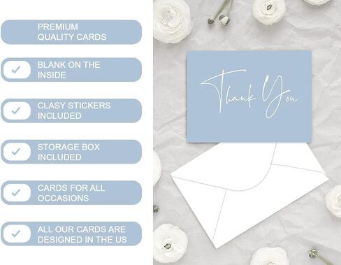 120 Classy Navy Blue Thank You Cards Bulk- professional Thank U Greeting Notes, Blank Inside with matching Brown Kraft Envelopes & Stickers Perfect for Wedding, Business,Graduation & Much More. in Saudi Arabia
