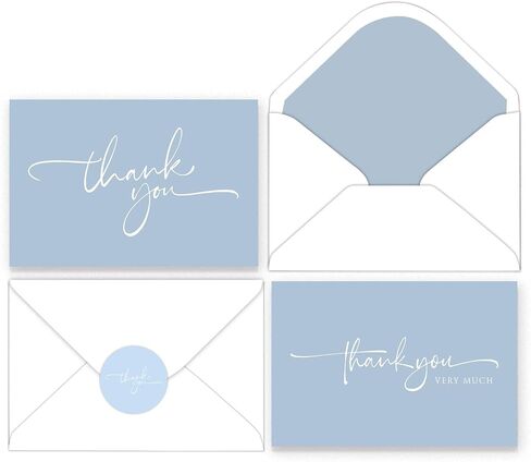 120 Classy Navy Blue Thank You Cards Bulk- professional Thank U Greeting Notes, Blank Inside with matching Brown Kraft Envelopes & Stickers Perfect for Wedding, Business,Graduation & Much More. in Saudi Arabia