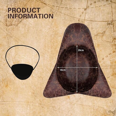 قبعة قرصان للرجال البالغين مع رقعة عين من الجلد الصناعي البني، قبعة قرصان للنساء من إكسسوارات أزياء الهالوين in Kuwait