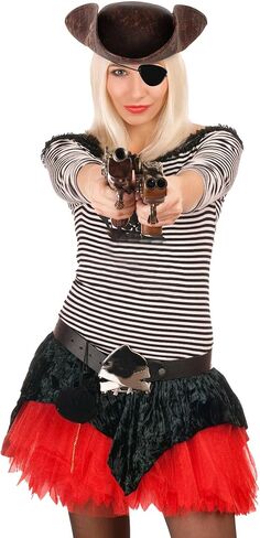 قبعة قرصان للرجال البالغين مع رقعة عين من الجلد الصناعي البني، قبعة قرصان للنساء من إكسسوارات أزياء الهالوين in Kuwait