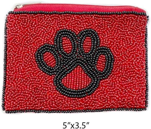 Pow Coin Purse Pouch Bead Pow Coin Purse Coin Purse, Beaded Coin Purse (Red/Black) in Saudi Arabia