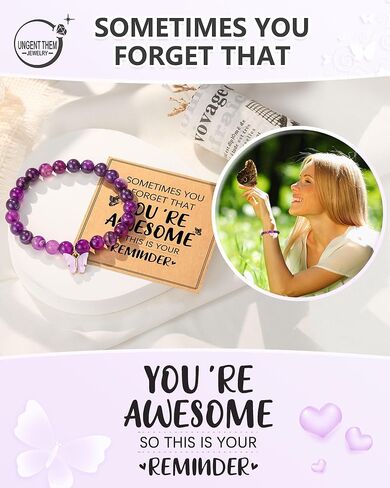 سوار الفراشة من الحجر الطبيعي من UNGENT THEM، هدايا ملهمة لعيد الميلاد للنساء أحيانًا تنسى أنك رائع in Kuwait