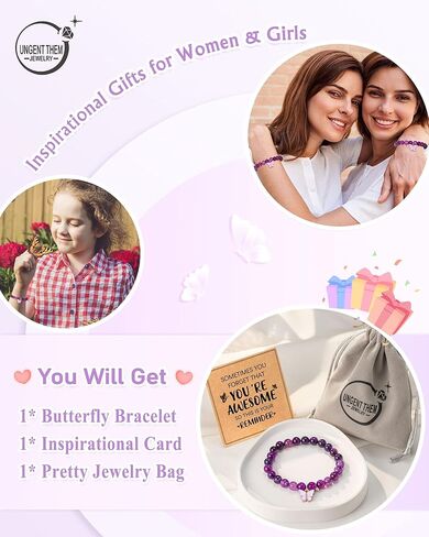 سوار الفراشة من الحجر الطبيعي من UNGENT THEM، هدايا ملهمة لعيد الميلاد للنساء أحيانًا تنسى أنك رائع in Kuwait