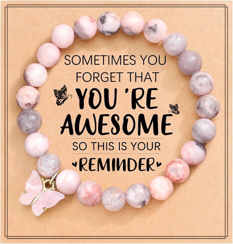 UNGENT THEM Natural Stone Butterfly Bracelet, Birthday Inspirational Gifts for Women Sometimes You Forget You're Awesome in Saudi Arabia
