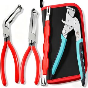 4Pcs Car Clip Pliers and Disassembly Tools, Efficient Multi-Functional Automotive Snap Pliers, Electrical Disconnect Plier for Cars, with Straight & 60° Plier, in Storage Box in Saudi Arabia