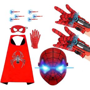 Superhero capes and costumes, LED masks and web shooter toys, role-playing sets, launchers with suction cup darts, spider toys suitable for boys aged 4-6 and 8-12, birthday and Excellent Party Favors in Saudi Arabia