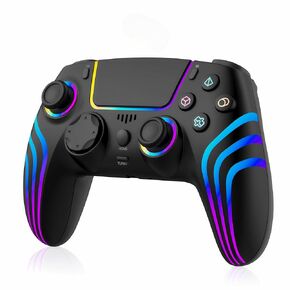 JUNHUAN Wireless Controller for PS4/PS3/Pro/Slim with Hall trigger/Non-Slip Grip/TURBO/Cool RGB/Motion Sensor/Dual Vibration, in Saudi Arabia