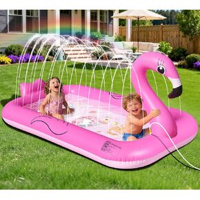 KingSom Splash Pad Sprinkler for Kids,Flamingo Splash Pad for Toddlers,Thicken Toddler Sprinkler Pool,Splash Play Mat Summer Outdoor Water Toys, Inflatable Splash Pad for Kids,Backyard Baby Kid Pool in Saudi Arabia