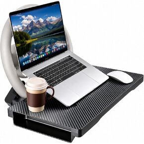 2-in-1 Steering Wheel Tray for Car & Car Seat Gap Filler Organizer, Foldable Car Table with Carbon Fiber Look for Eating, Tablet or Laptop Tasks, Fits Standard Round Steering Wheels, Parked Use Only in Saudi Arabia