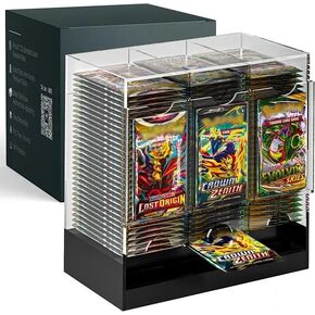 Booster Pack Dispenser with Three Slots and Black Base Holds 120+ Booster Packs for TCG and Sports Cards Stackable 4mm Acrylic Transparent Display Organizer for PKMN MTG YGO Lorcana in Saudi Arabia